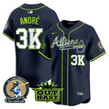 Men's Atlanta Braves Atliens & Hank Aaron Patch Vapor Premier Limited Jersey - All Stitched - Atliens, André
