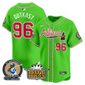 Men's Atlanta Braves Atliens & Hank Aaron Patch Vapor Premier Limited Jersey - All Stitched - Bright Green, Outkast