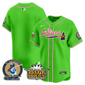 Men's Atlanta Braves Atliens & Hank Aaron Patch Vapor Premier Limited Jersey - All Stitched - Bright Green, Team