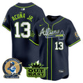 Men's Atlanta Braves Atliens & Hank Aaron Patch Vapor Premier Limited Jersey - All Stitched - Atliens, Ronald Acuna Jr.