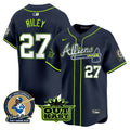 Men's Atlanta Braves Atliens & Hank Aaron Patch Vapor Premier Limited Jersey - All Stitched - Atliens, Austin Riley