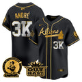 Men's Atlanta Braves Atliens & Hank Aaron Patch Vapor Premier Limited Jersey - All Stitched - Black Gold, André