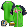 Men's Atlanta Braves Atliens & Hank Aaron Patch Vapor Premier Limited Jersey - All Stitched - Green Alternate, Team