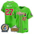Men's Atlanta Braves Atliens & Hank Aaron Patch Vapor Premier Limited Jersey - All Stitched - Bright Green, Austin Riley