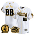 Men's Atlanta Braves Atliens & Hank Aaron Patch Vapor Premier Limited Jersey - All Stitched - White Gold, Big Boi