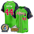 Men's Atlanta Braves Atliens & Hank Aaron Patch Vapor Premier Limited Jersey - All Stitched - Green Alternate, Hank Aaron