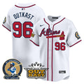 Men's Atlanta Braves Atliens & Hank Aaron Patch Vapor Premier Limited Jersey - All Stitched - White, Outkast