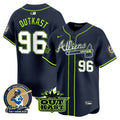 Men's Atlanta Braves Atliens & Hank Aaron Patch Vapor Premier Limited Jersey - All Stitched - Atliens, Outkast