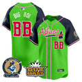 Men's Atlanta Braves Atliens & Hank Aaron Patch Vapor Premier Limited Jersey - All Stitched - Green Alternate, Big Boi