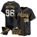 Men's Atlanta Braves Atliens Vapor Premier Limited Jersey V2 - All Stitched - Black Gold, Outkast