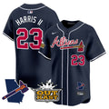 Men's Atlanta Braves Atliens Vapor Premier Limited Jersey V2 - All Stitched - Navy, Michael Harris II