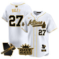 Men's Atlanta Braves Atliens Vapor Premier Limited Jersey V2 - All Stitched - White Gold, Austin Riley
