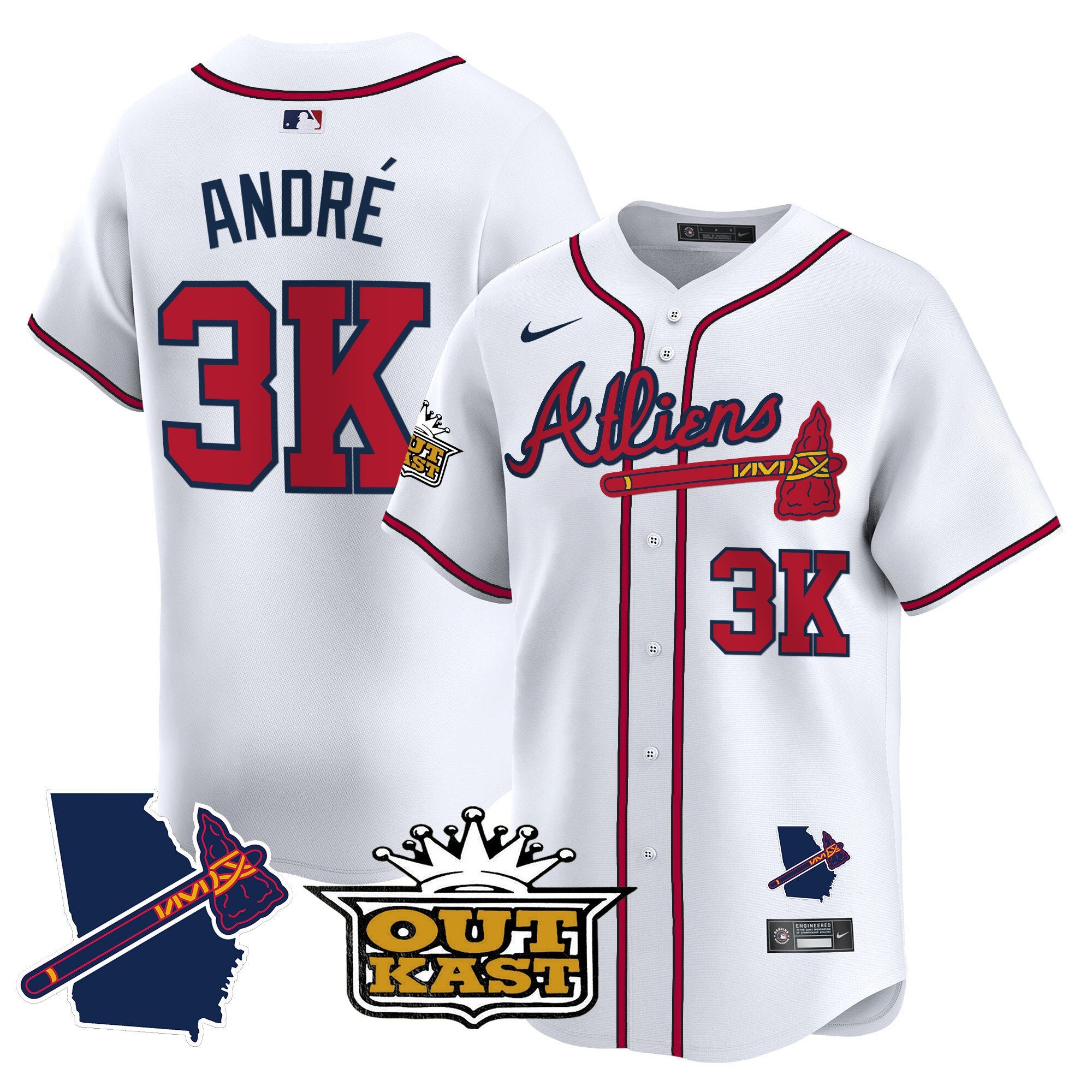 Men's Atlanta Braves Atliens Vapor Premier Limited Jersey V2 - All Stitched - White, André