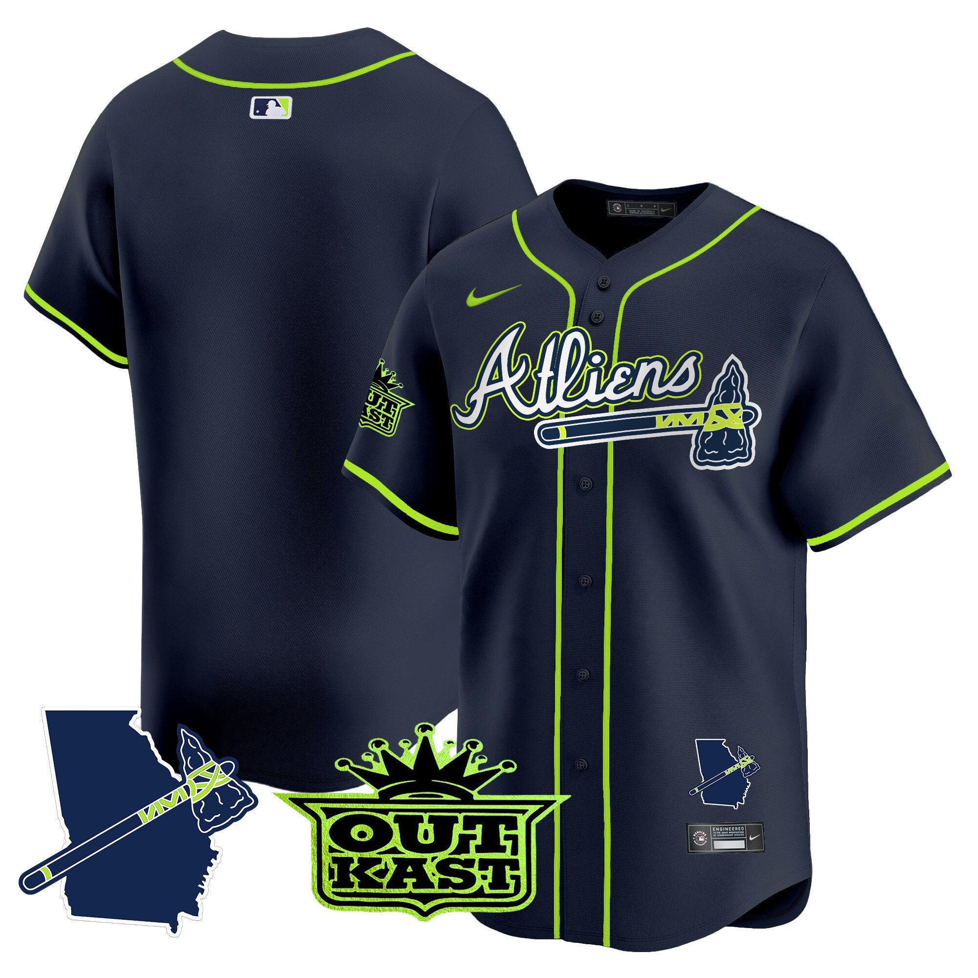 Men's Atlanta Braves Atliens Vapor Premier Limited Jersey V2 - All Stitched - Atliens, Team