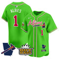 Men's Atlanta Braves Atliens Vapor Premier Limited Jersey V2 - All Stitched - Bright Green, Ozzie Albies