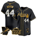 Men's Atlanta Braves Atliens Vapor Premier Limited Jersey V2 - All Stitched - Black Gold, Hank Aaron