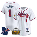 Men's Atlanta Braves Atliens Vapor Premier Limited Jersey V2 - All Stitched - White, Ozzie Albies