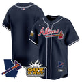 Men's Atlanta Braves Atliens Vapor Premier Limited Jersey V2 - All Stitched - Navy, Team