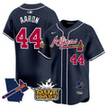Men's Atlanta Braves Atliens Vapor Premier Limited Jersey V2 - All Stitched - Navy, Hank Aaron