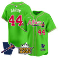 Men's Atlanta Braves Atliens Vapor Premier Limited Jersey V2 - All Stitched - Bright Green, Hank Aaron