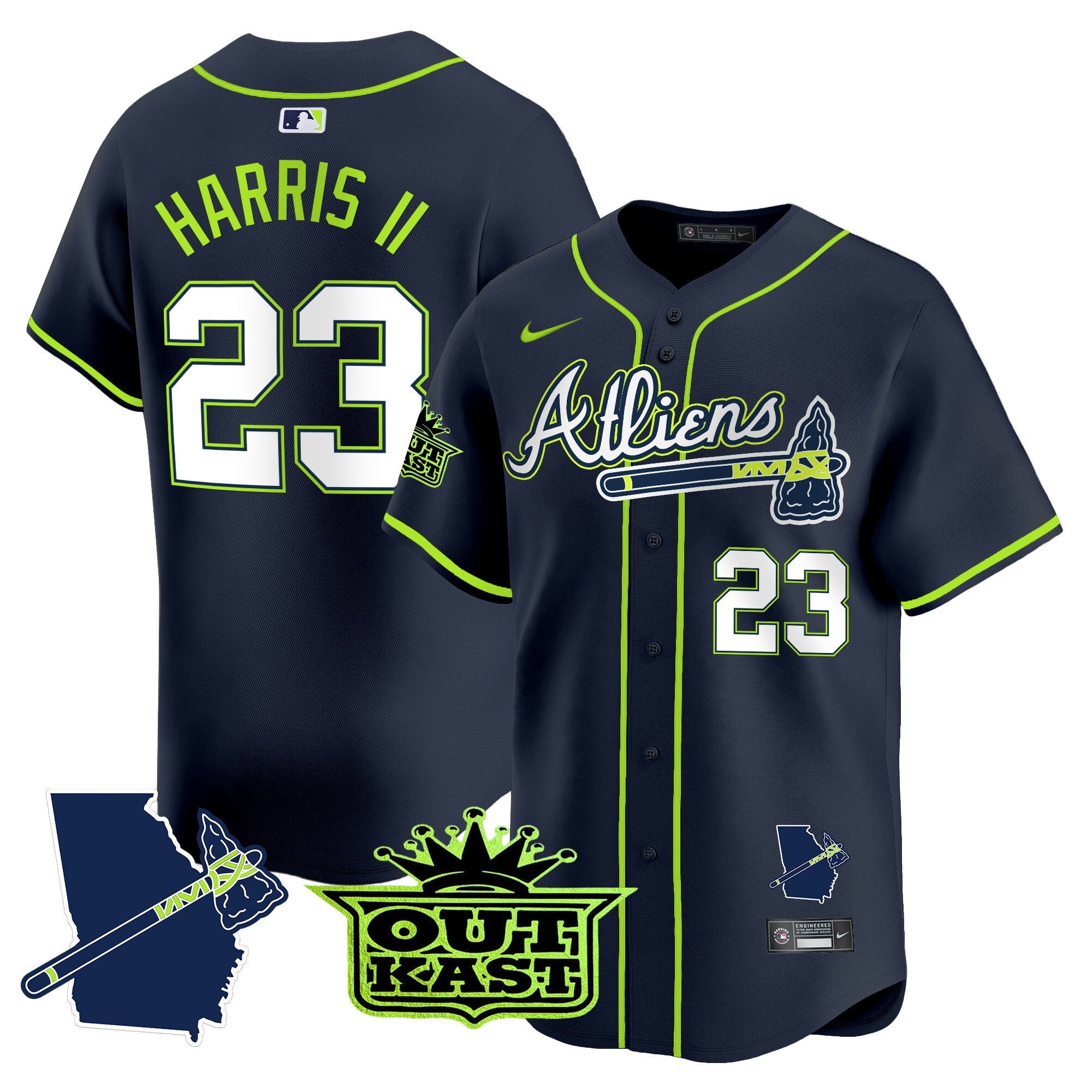 Men's Atlanta Braves Atliens Vapor Premier Limited Jersey V2 - All Stitched - Atliens, Michael Harris II