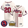 Men's Atlanta Braves Atliens Vapor Premier Limited Jersey V4 - All Stitched - Cream, Marcell Ozuna