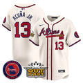 Men's Atlanta Braves Atliens Vapor Premier Limited Jersey V4 - All Stitched - Cream, Ronald Acuna Jr.