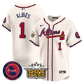 Men's Atlanta Braves Atliens Vapor Premier Limited Jersey V4 - All Stitched - Cream, Ozzie Albies