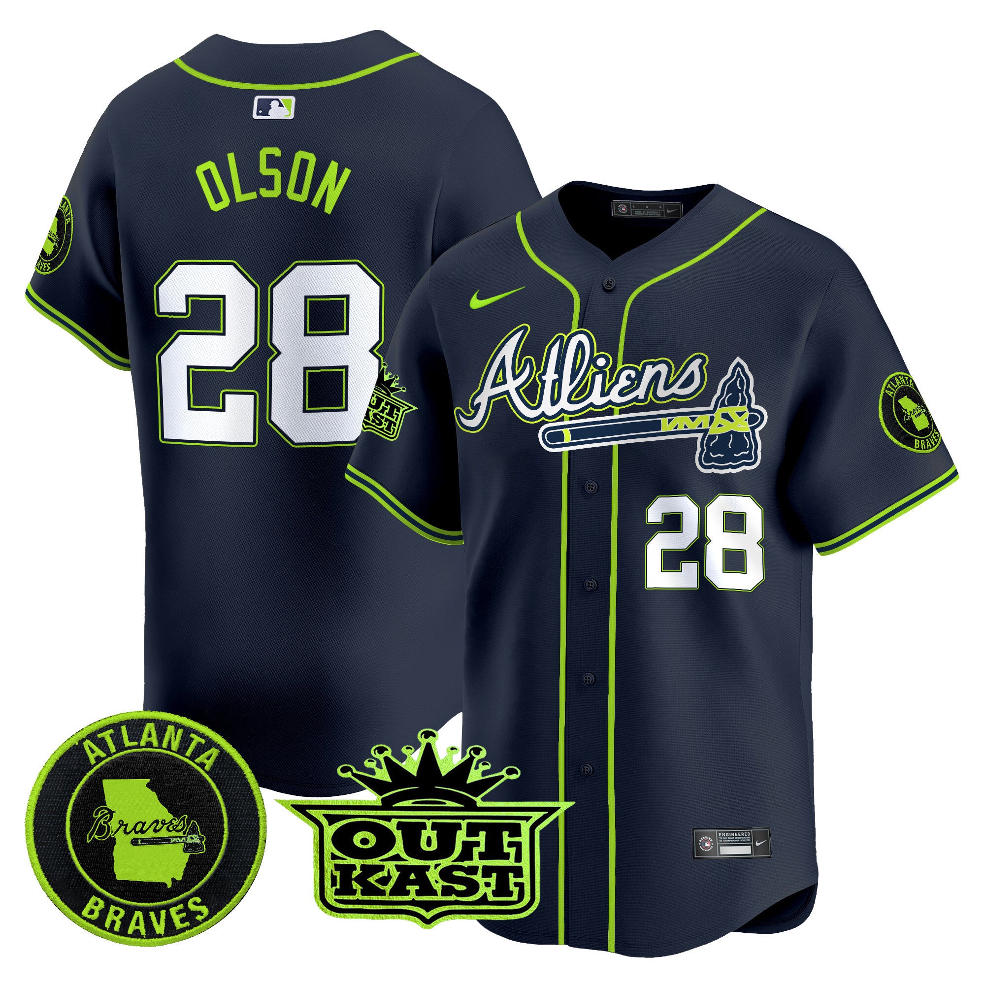 Men's Atlanta Braves Atliens Vapor Premier Limited Jersey V4 - All Stitched - Atliens, Matt Olson
