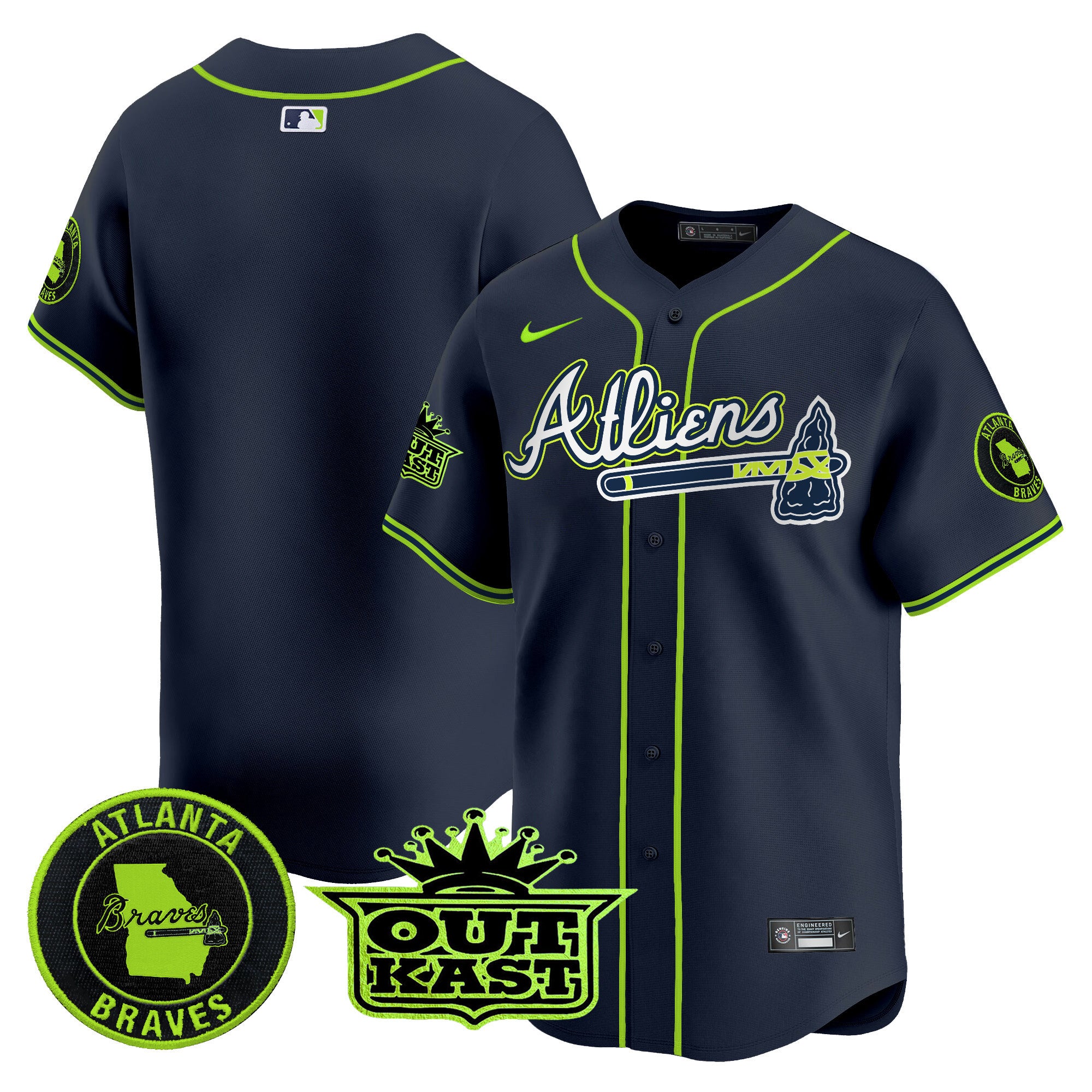 Men's Atlanta Braves Atliens Vapor Premier Limited Jersey V4 - All Stitched - Atliens, Team