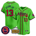 Men's Atlanta Braves Atliens Vapor Premier Limited Jersey V4 - All Stitched - Green, Ronald Acuna Jr.