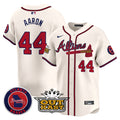 Men's Atlanta Braves Atliens Vapor Premier Limited Jersey V4 - All Stitched - Cream, Hank Aaron