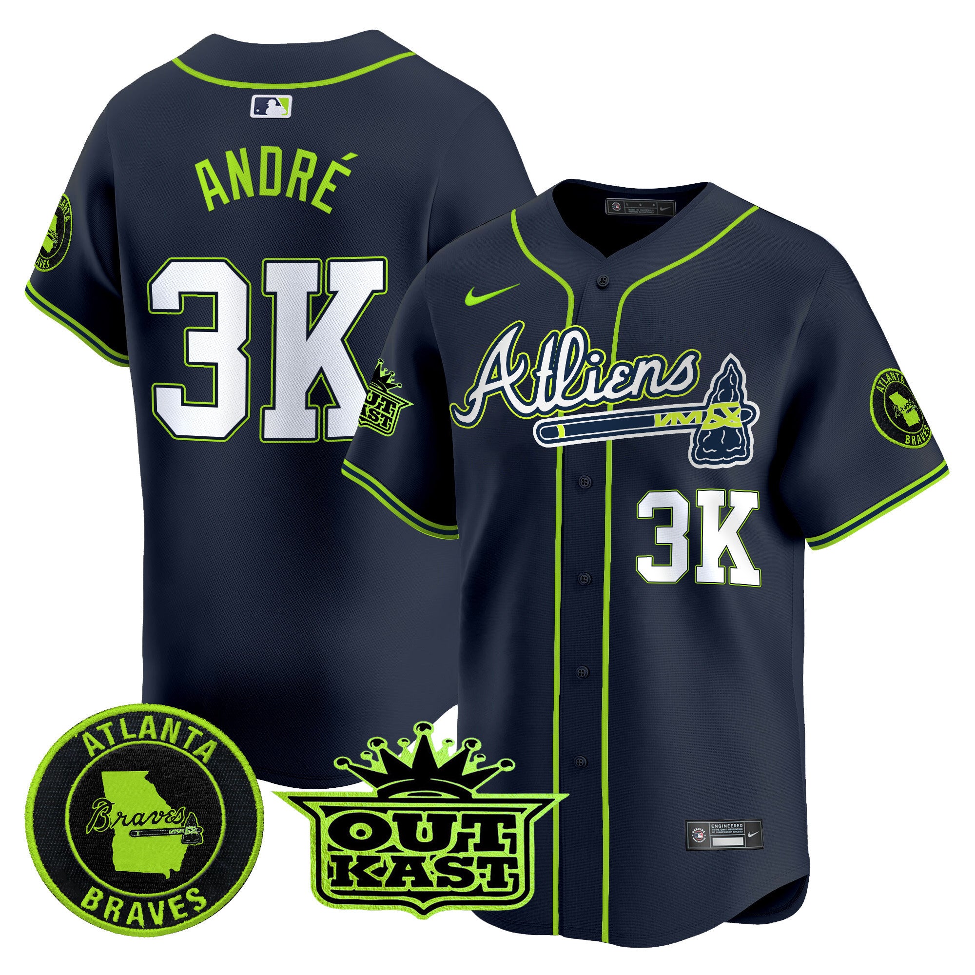Men's Atlanta Braves Atliens Vapor Premier Limited Jersey V4 - All Stitched - Atliens, André