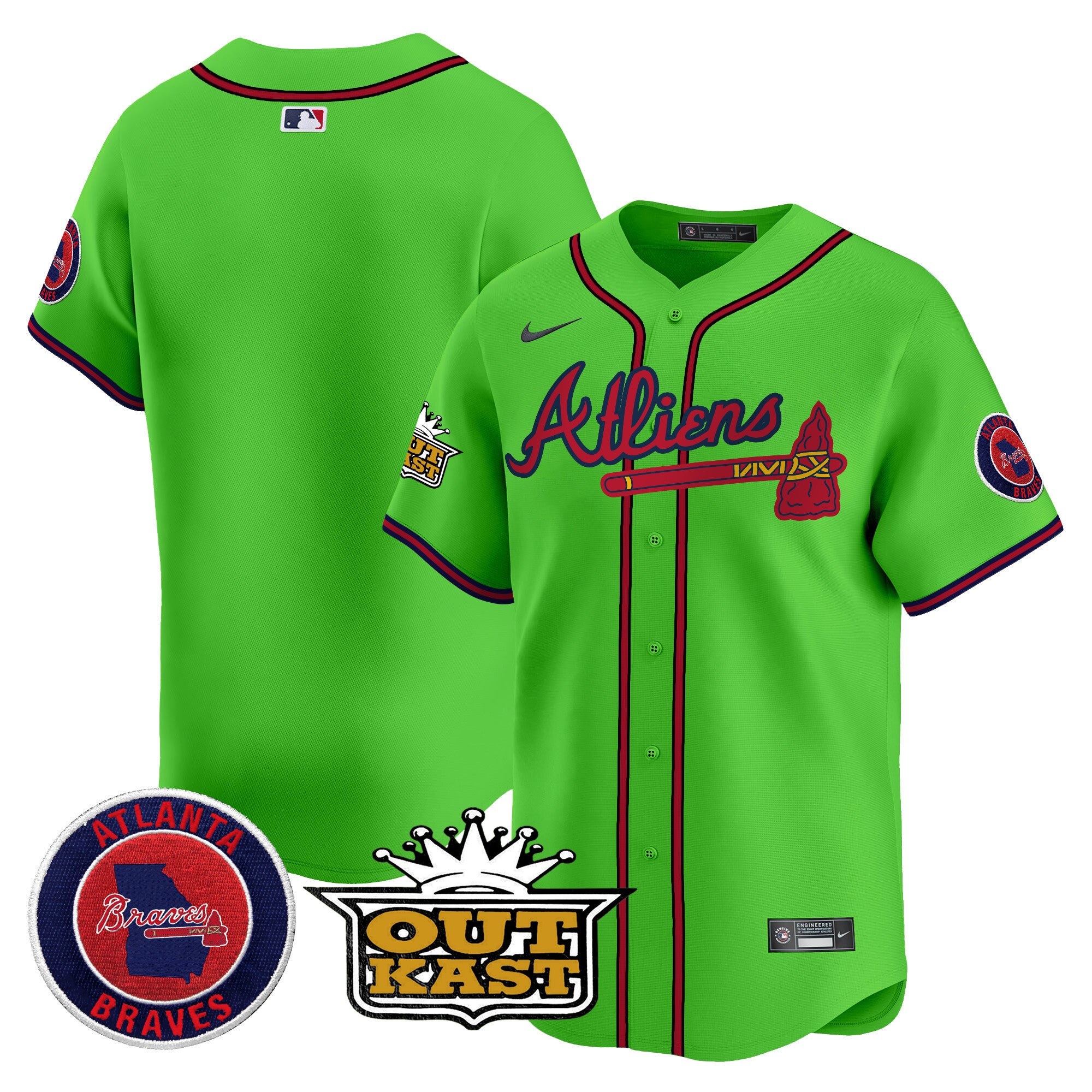 Men's Atlanta Braves Atliens Vapor Premier Limited Jersey V4 - All Stitched - Green, Team