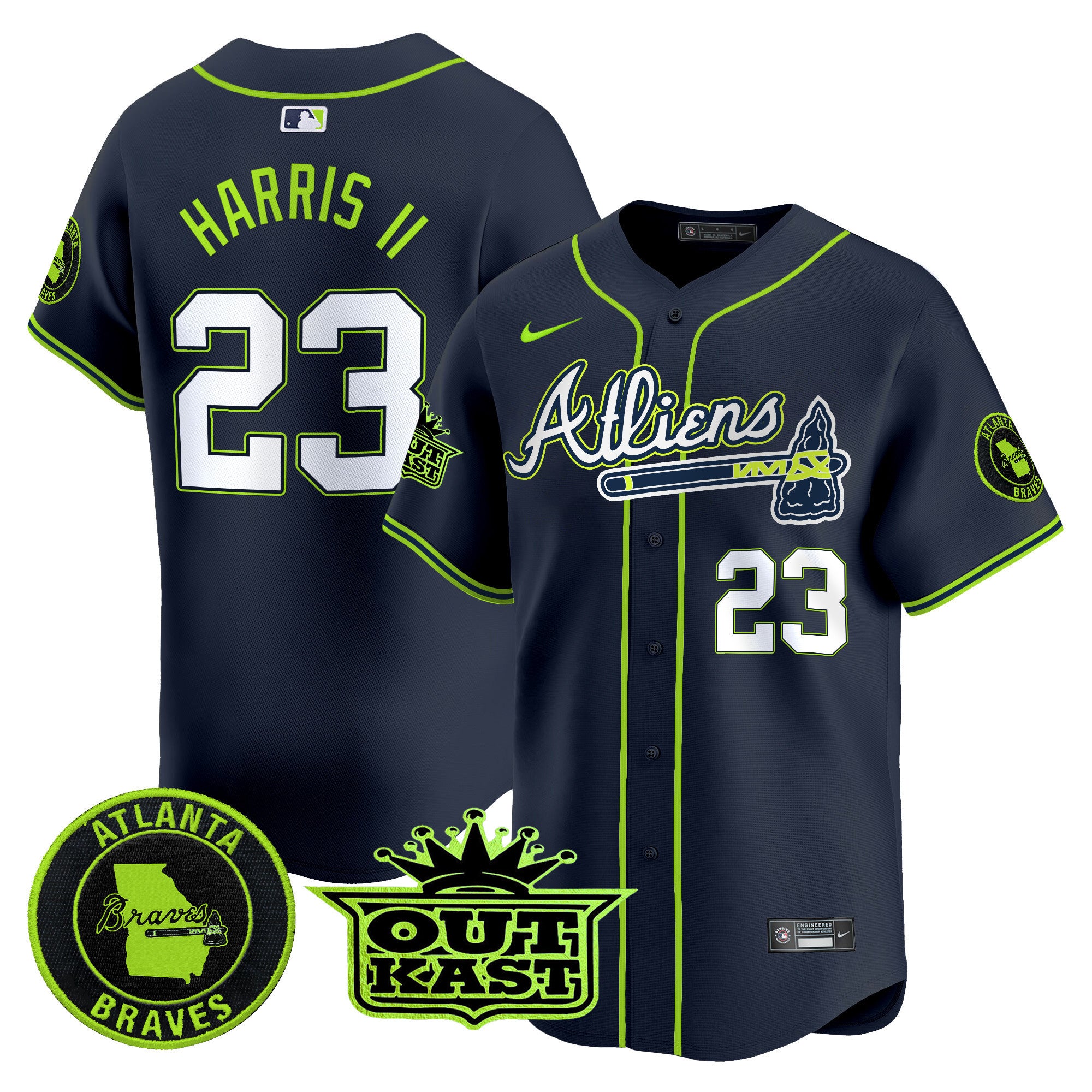 Men's Atlanta Braves Atliens Vapor Premier Limited Jersey V4 - All Stitched - Atliens, Michael Harris II
