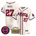 Men's Atlanta Braves Atliens Vapor Premier Limited Jersey V4 - All Stitched - Cream, Austin Riley