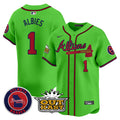 Men's Atlanta Braves Atliens Vapor Premier Limited Jersey V4 - All Stitched - Green, Ozzie Albies