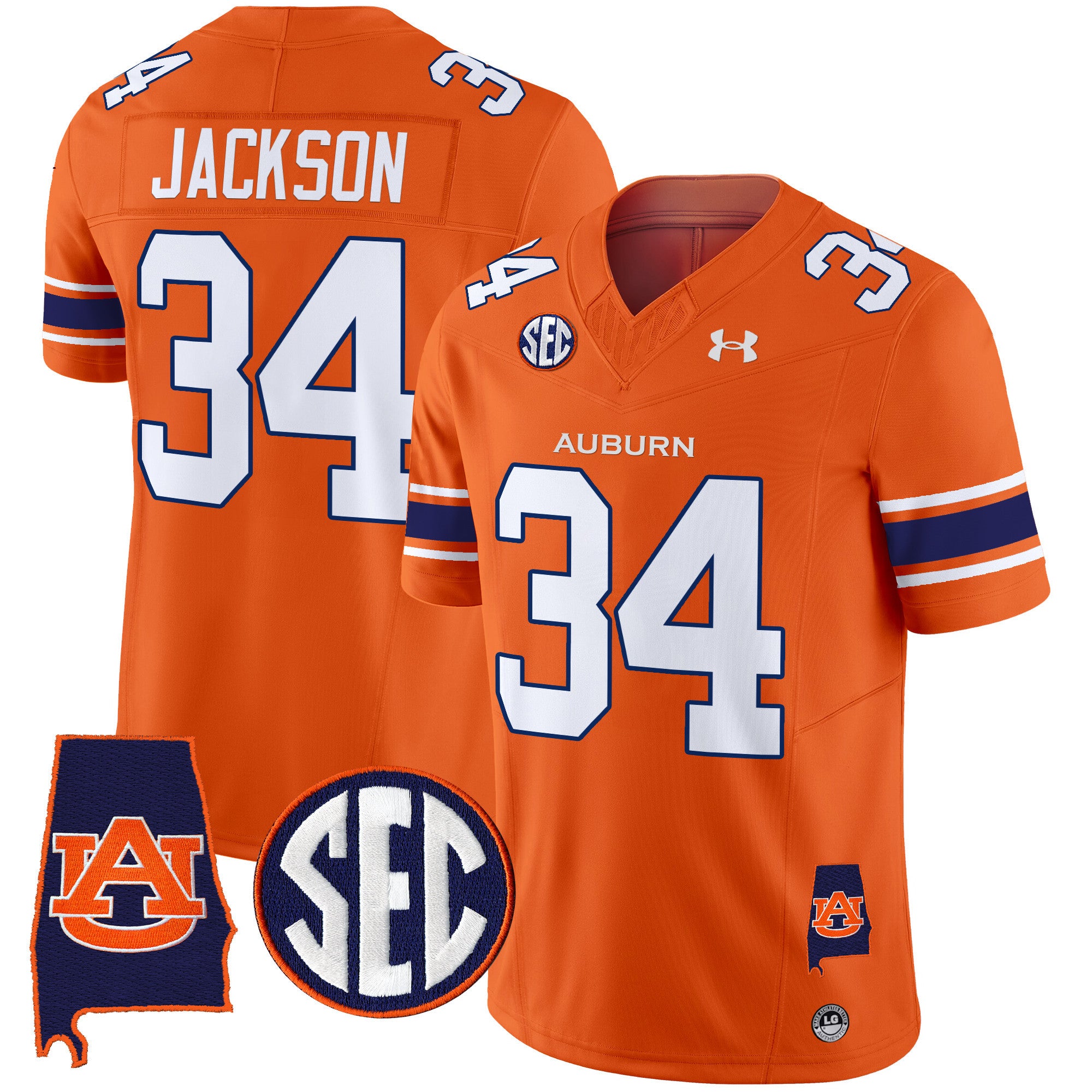 Men's Auburn Tigers 2024 Alabama Patch Vapor Limited Jersey - All Stitched - Orange, Bo Jackson