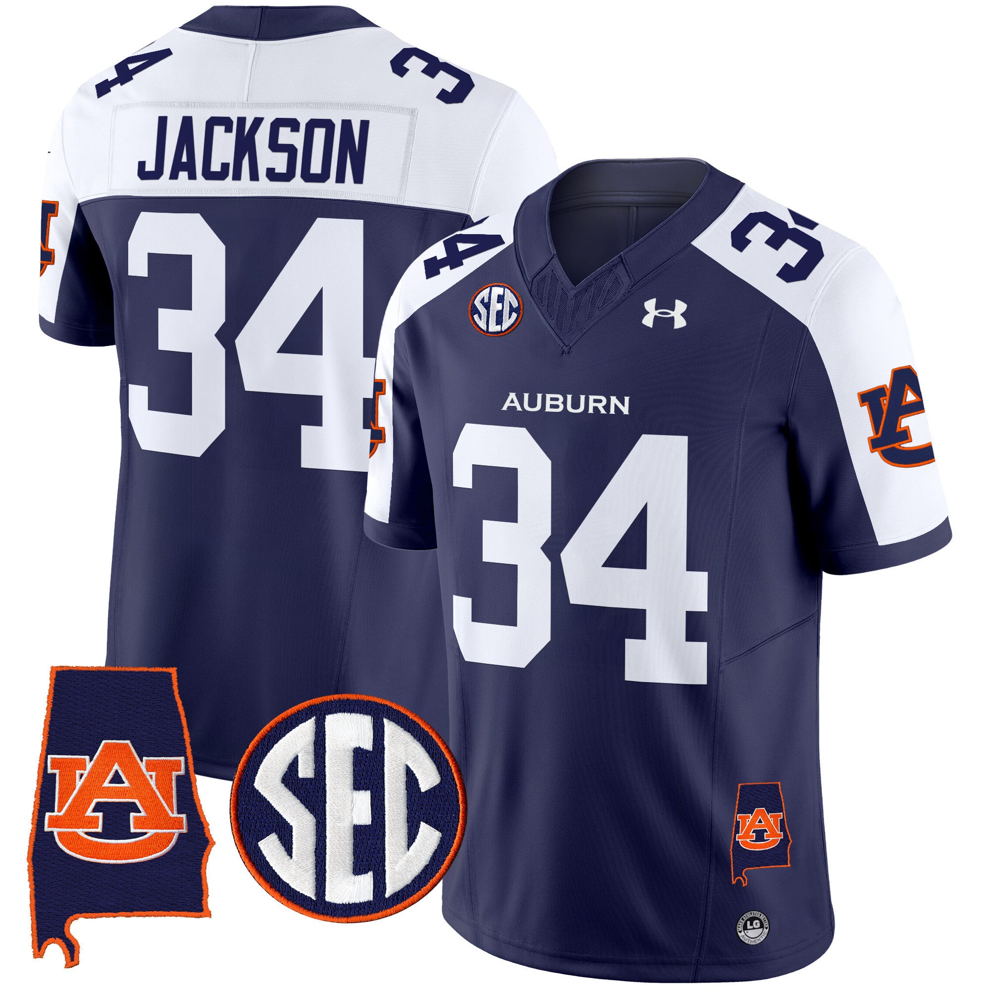 Men's Auburn Tigers 2024 Alabama Patch Vapor Limited Jersey - All Stitched - Navy Alternate, Bo Jackson