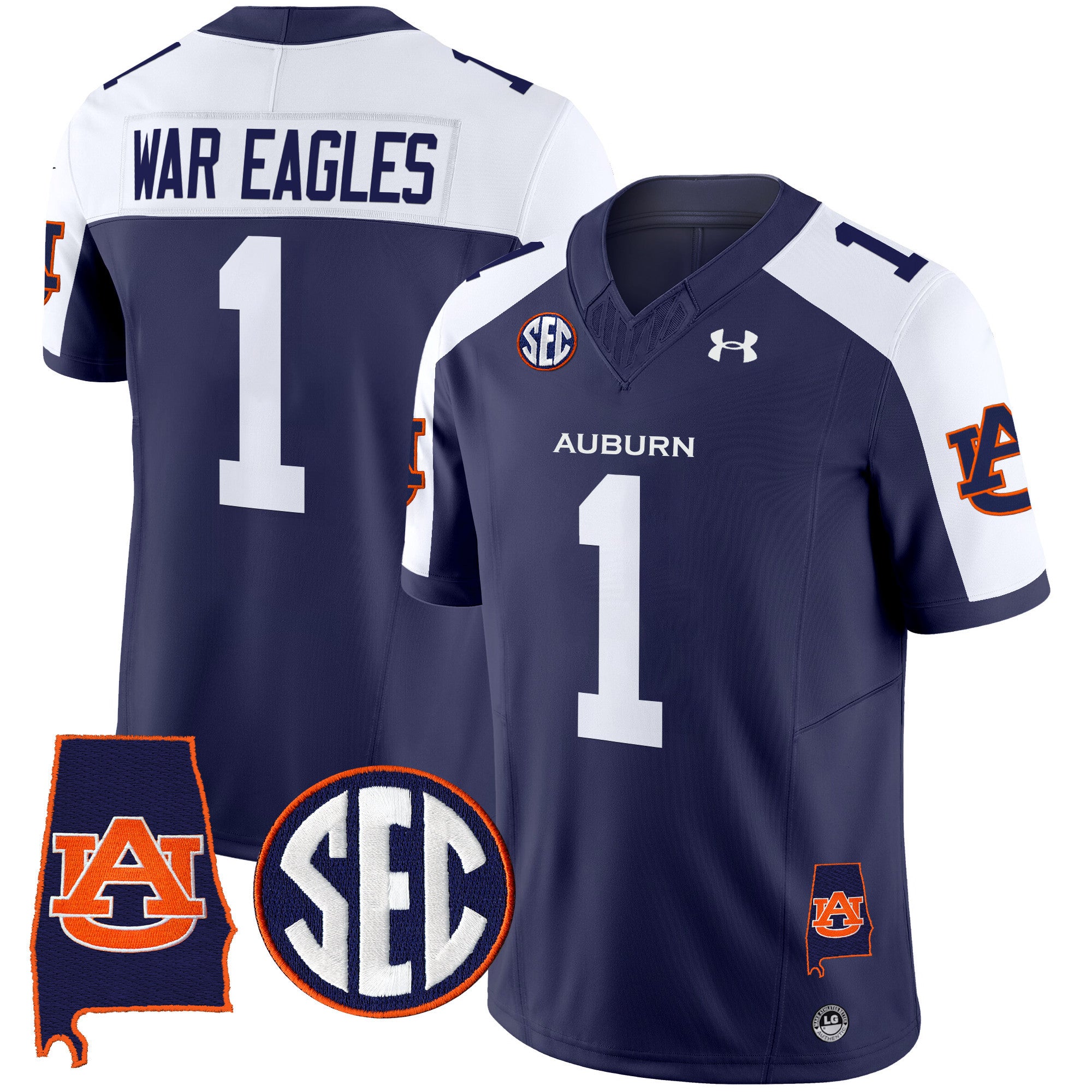 Men's Auburn Tigers 2024 Alabama Patch Vapor Limited Jersey - All Stitched - Navy Alternate, #1 War Eagles