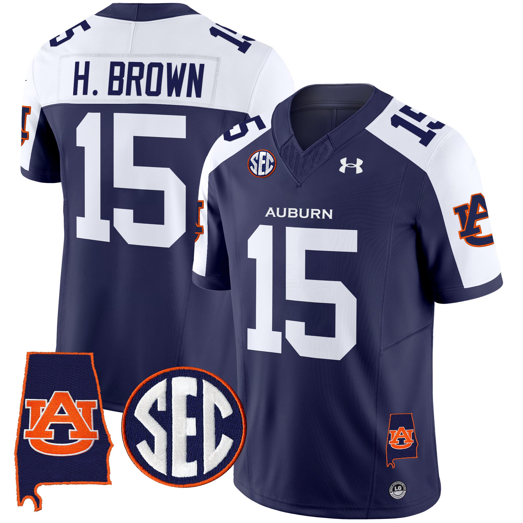 Men's Auburn Tigers 2024 Alabama Patch Vapor Limited Jersey - All Stitched - Navy Alternate, Hank Brown