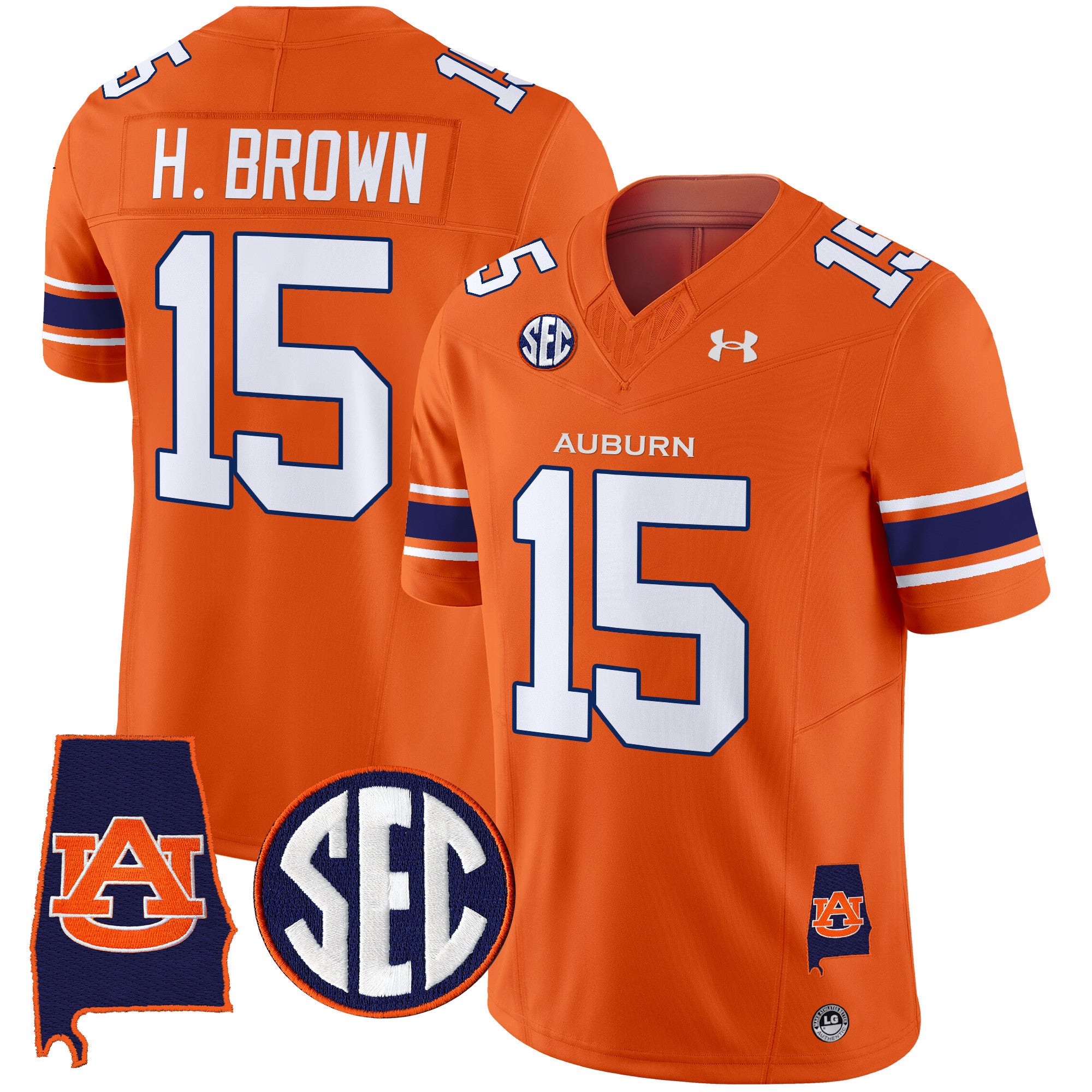 Men's Auburn Tigers 2024 Alabama Patch Vapor Limited Jersey - All Stitched - Orange, Hank Brown
