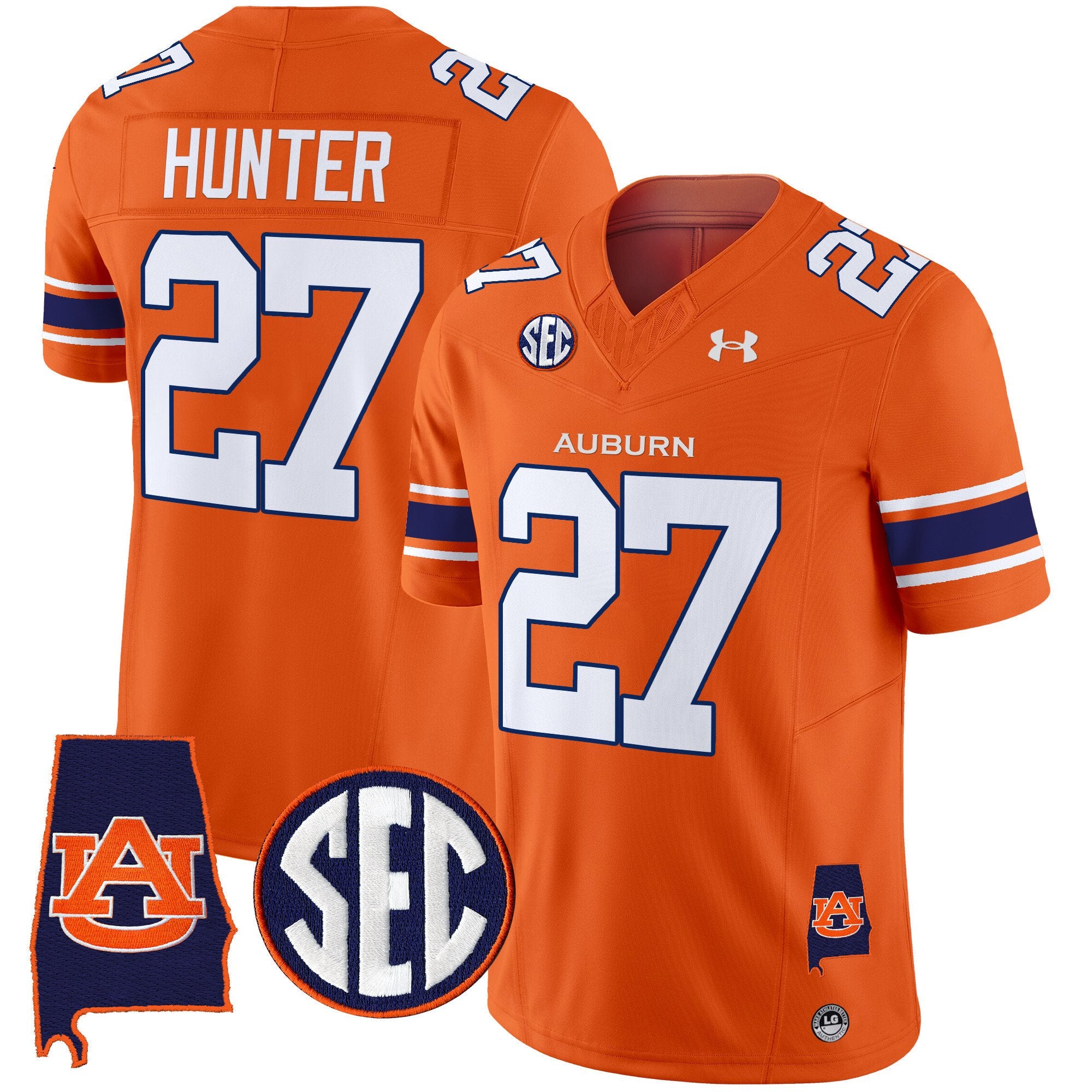 Men's Auburn Tigers 2024 Alabama Patch Vapor Limited Jersey - All Stitched - Orange, Jarquez Hunter