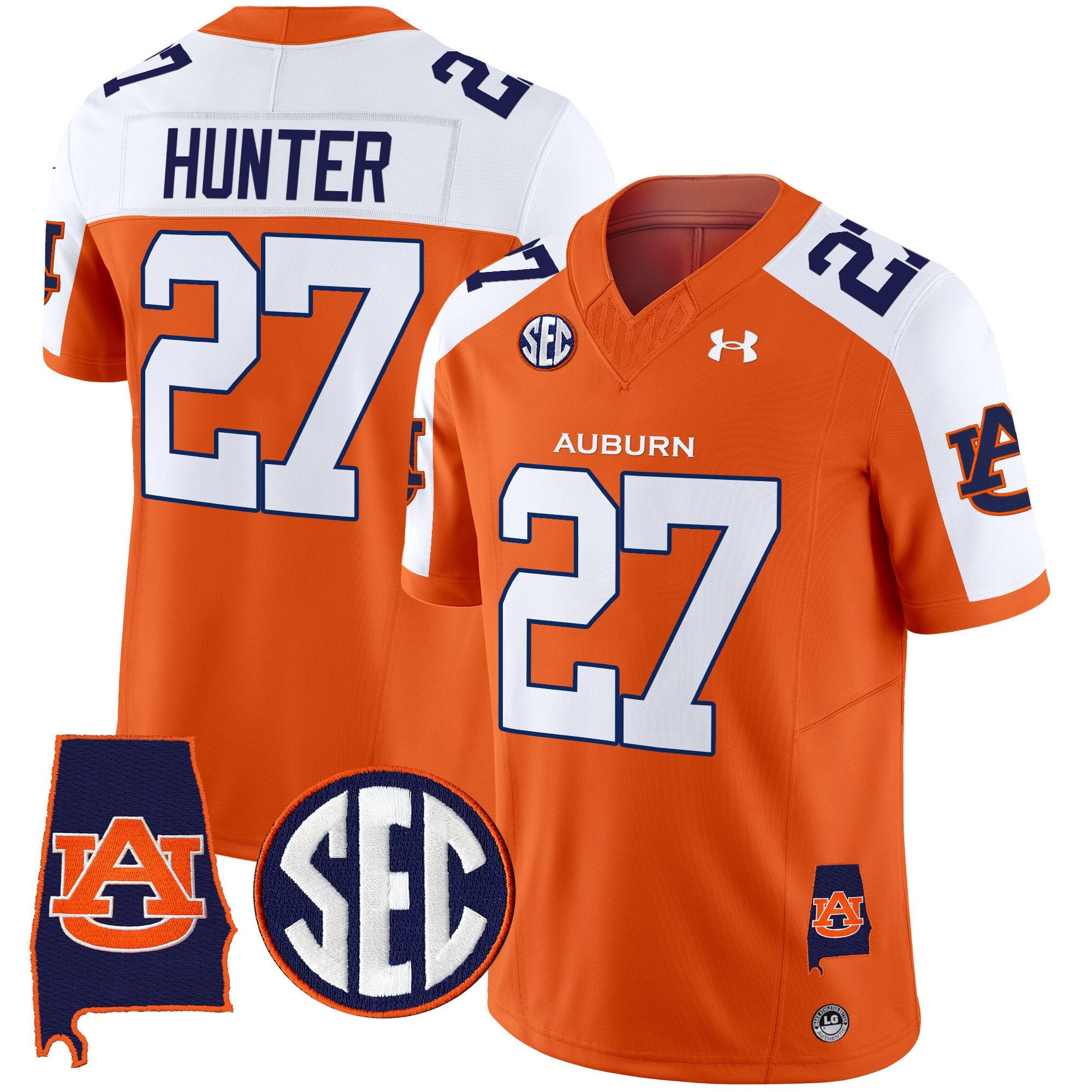 Men's Auburn Tigers 2024 Alabama Patch Vapor Limited Jersey - All Stitched - Orange Alternate, Jarquez Hunter