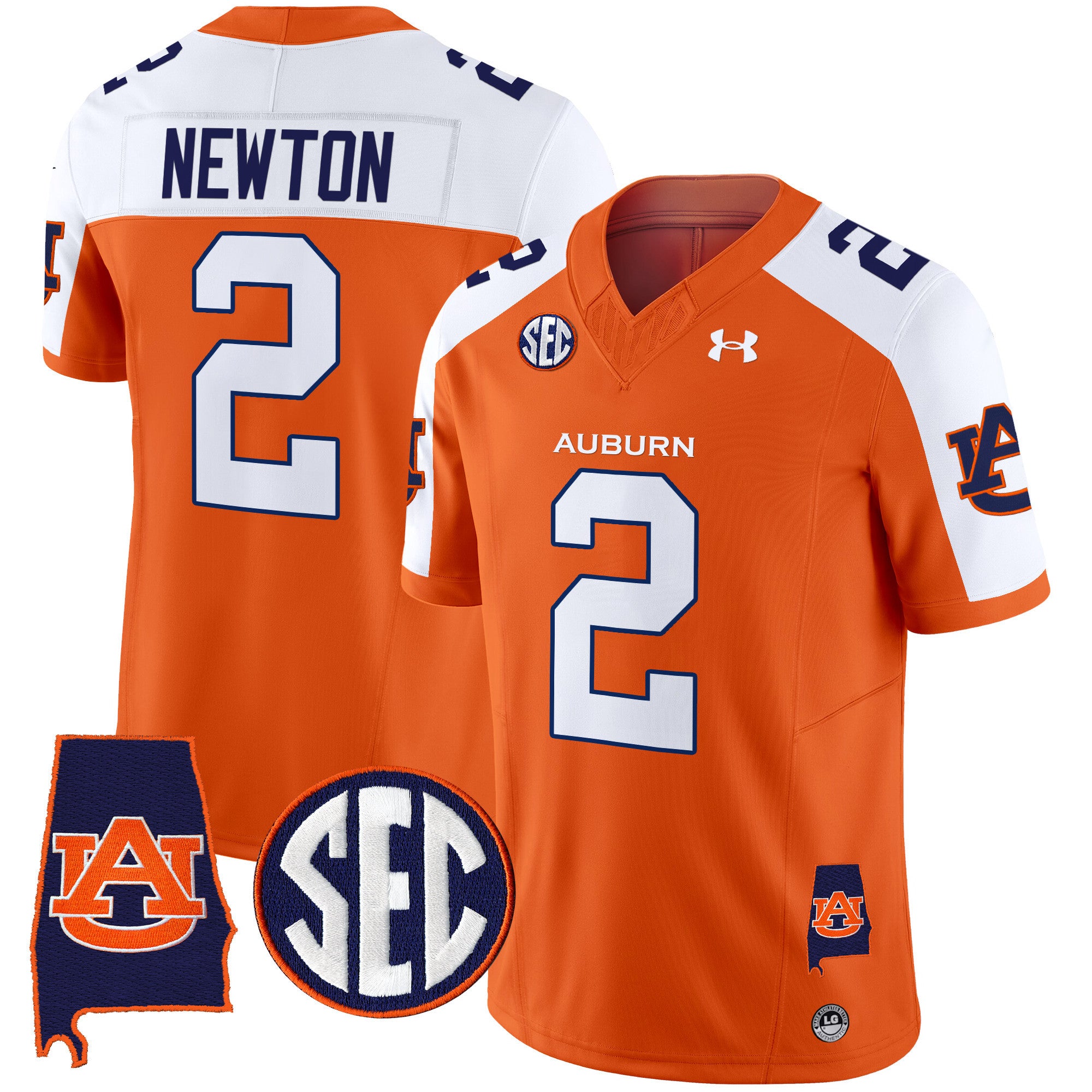 Men's Auburn Tigers 2024 Alabama Patch Vapor Limited Jersey - All Stitched - Orange Alternate, Cam Newton