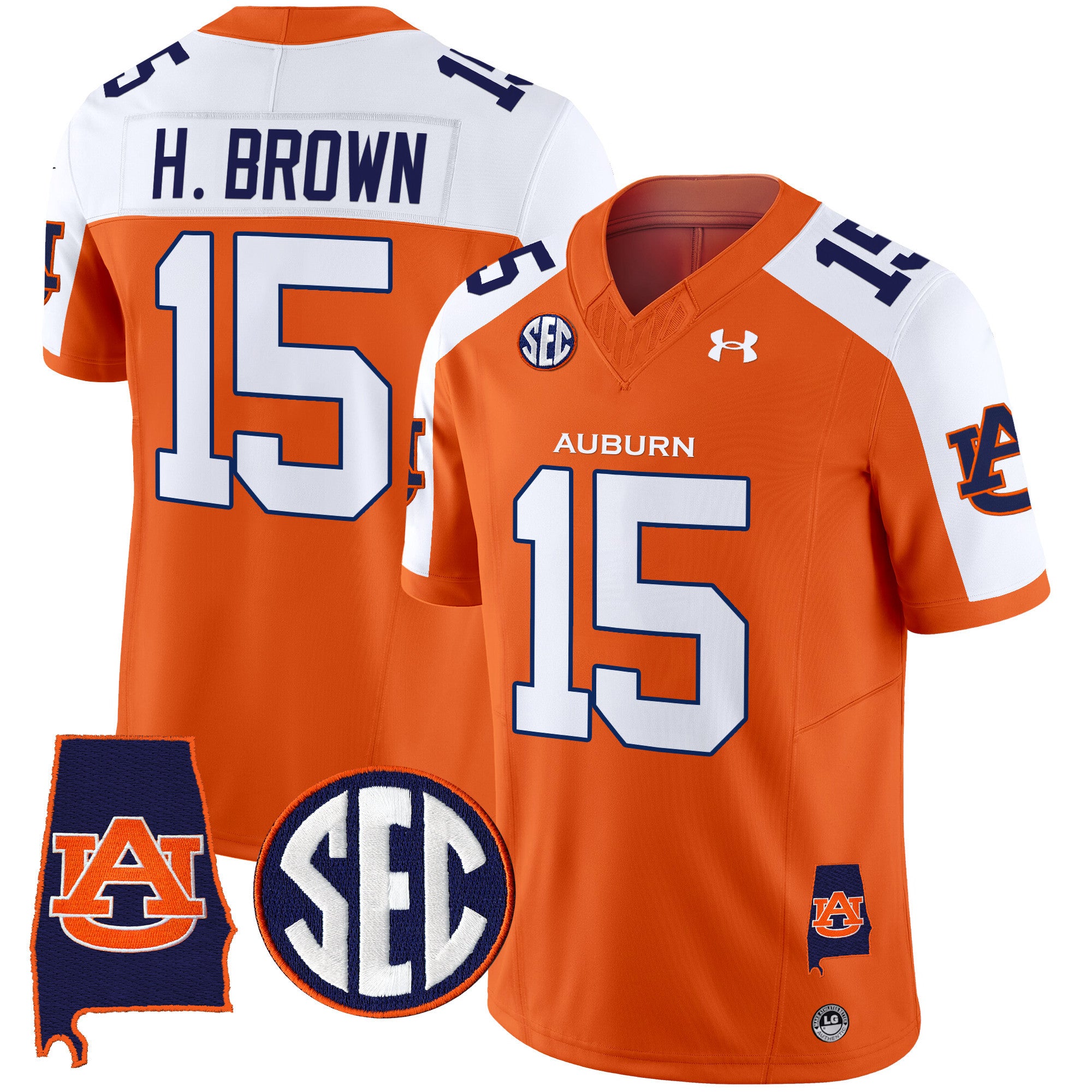 Men's Auburn Tigers 2024 Alabama Patch Vapor Limited Jersey - All Stitched - Orange Alternate, Hank Brown