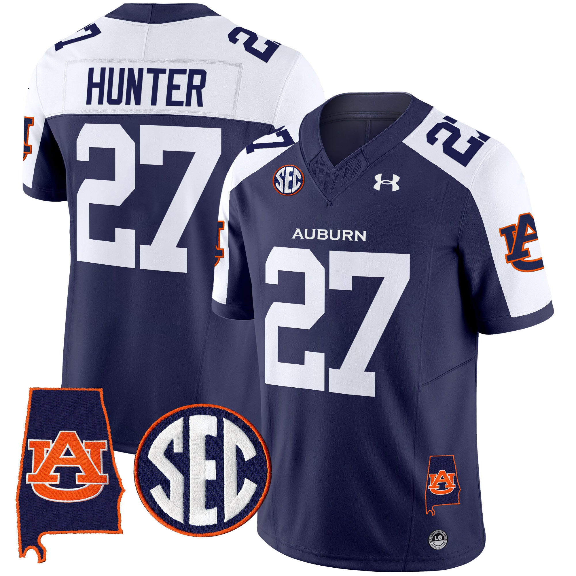 Men's Auburn Tigers 2024 Alabama Patch Vapor Limited Jersey - All Stitched - Navy Alternate, Jarquez Hunter