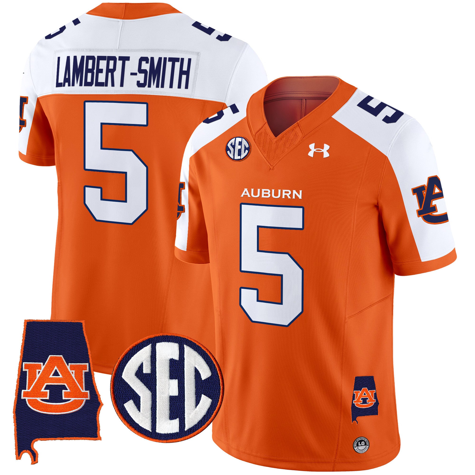 Men's Auburn Tigers 2024 Alabama Patch Vapor Limited Jersey - All Stitched - Orange Alternate, Lambert-Smith