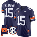 Men's Auburn Tigers 2024 Alabama Patch Vapor Limited Jersey - All Stitched - Navy, Hank Brown