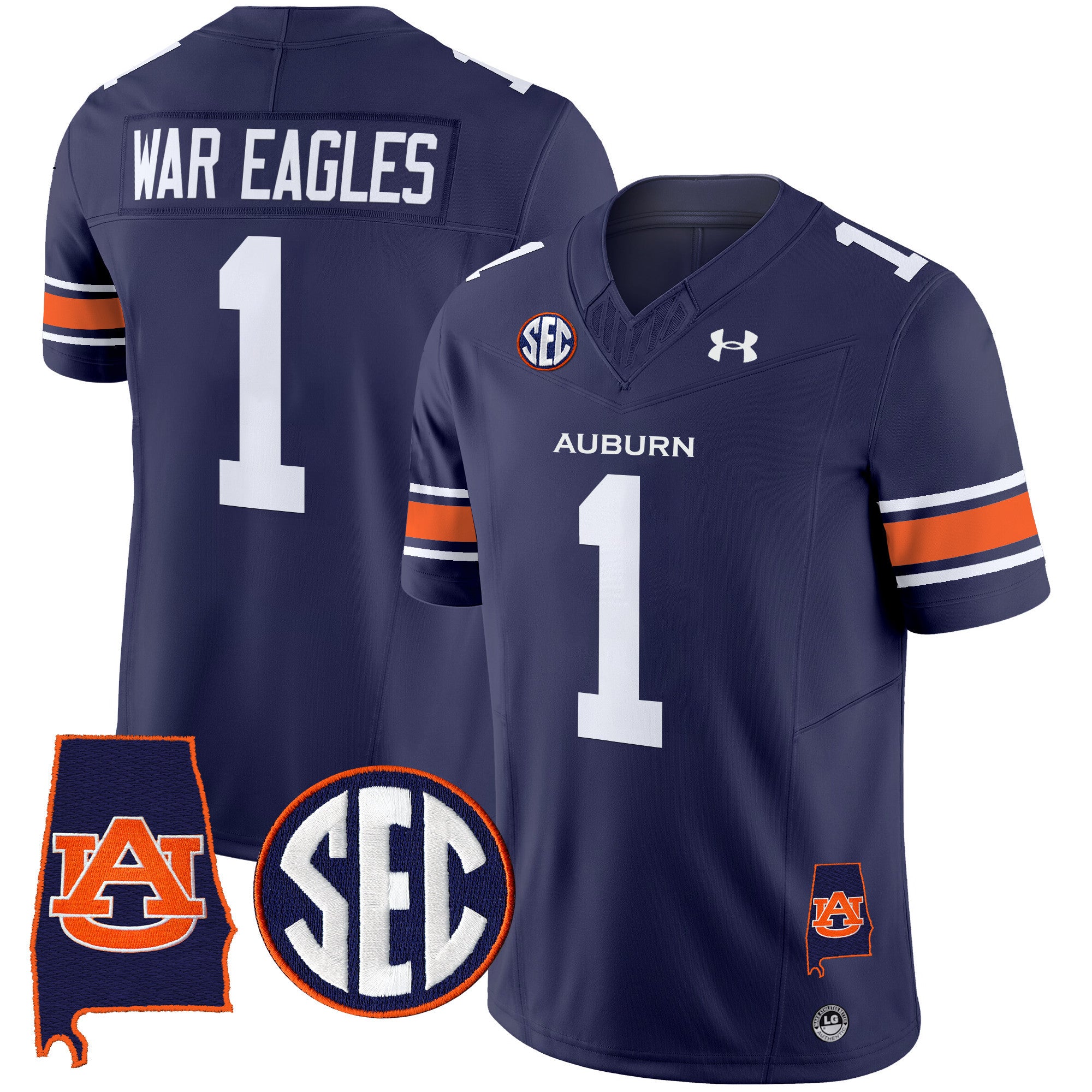 Men's Auburn Tigers 2024 Alabama Patch Vapor Limited Jersey - All Stitched - Navy, #1 War Eagles